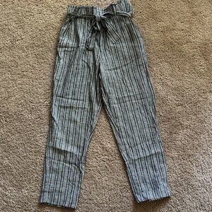 Sky and Sparrow Black and White Striped Cropped Pants